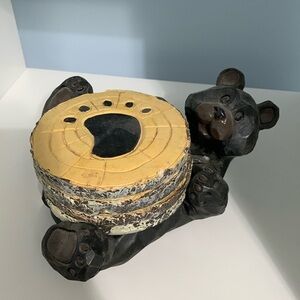 Set of 4 coasters, black bear.